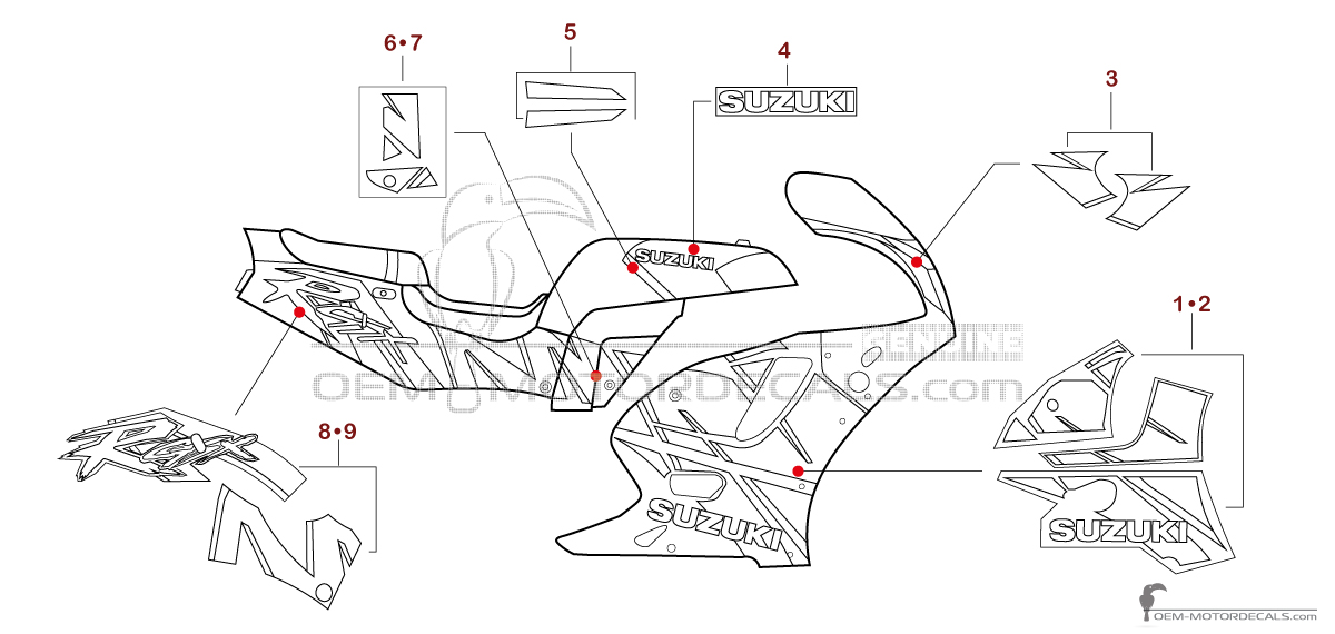 Aufkleber für Suzuki GSXR750 1992 - Weiss • Suzuki OEM-Aufkleber