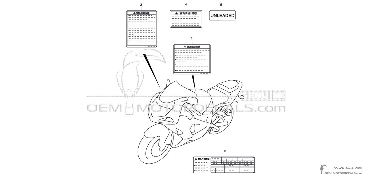 Decals for Suzuki GSXR750 - Caution labels • Suzuki OEM Decals