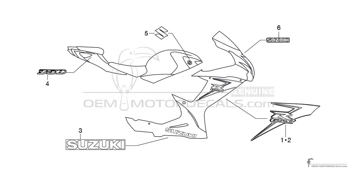 Naklejki do Suzuki GSXR750 2014 - Czarny • Suzuki Naklejki OEM