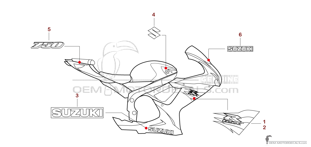 Decals for Suzuki GSXR750 2018 - Black • Suzuki OEM Decals