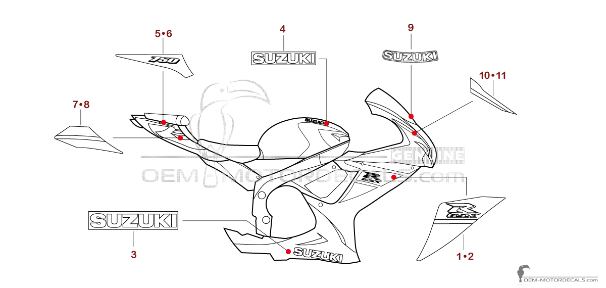 Naklejki do Suzuki GSXR750 2025 - Niebieski • Suzuki Naklejki OEM