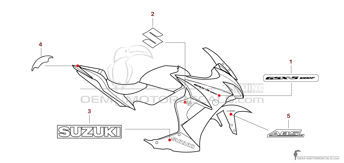 Stickers voor Suzuki GSXS1000F 2018 - Blauw • Suzuki OEM Stickers