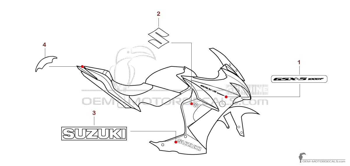 Autocollants pour Suzuki GSXS1000F 2019 - Noir • Suzuki Autocollants OEM