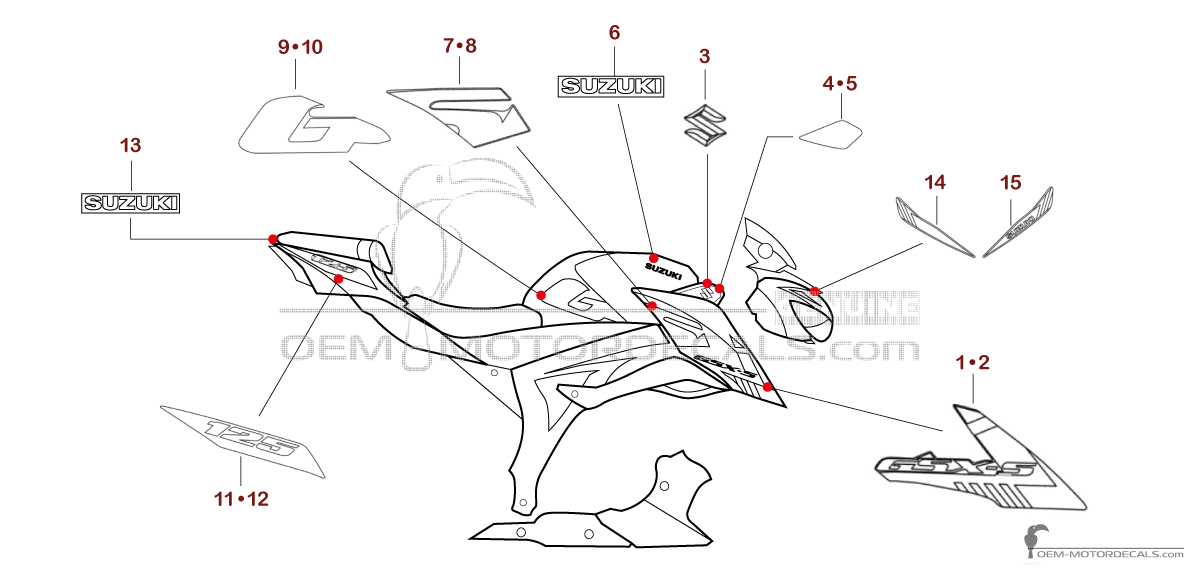 Autocollants pour Suzuki GSXS125 2023 - Bleu • Suzuki Autocollants OEM