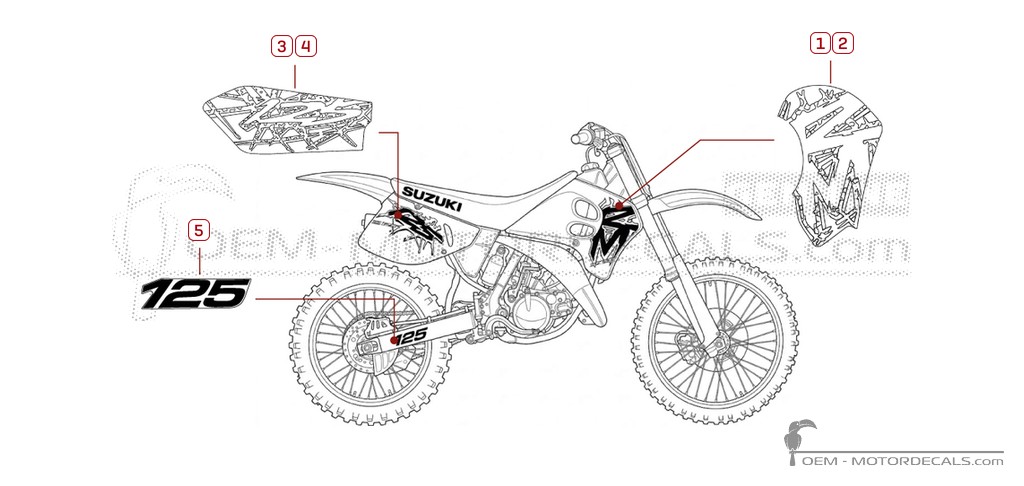 Naklejki do Suzuki RM125 1993 • Suzuki Naklejki OEM