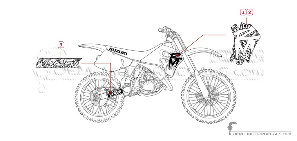 Pegatinas para Suzuki RM125 1995 • Suzuki Pegatinas OEM Pegatinas para Suzuki RM125 1995 • Suzuki Pegatinas OEM