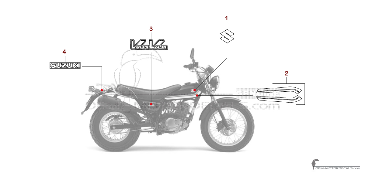 Stickers voor Suzuki RV125 VANVAN 2014 - Zwart • Suzuki OEM Stickers Stickers voor Suzuki RV125 VANVAN 2014 - Zwart • Suzuki OEM Stickers