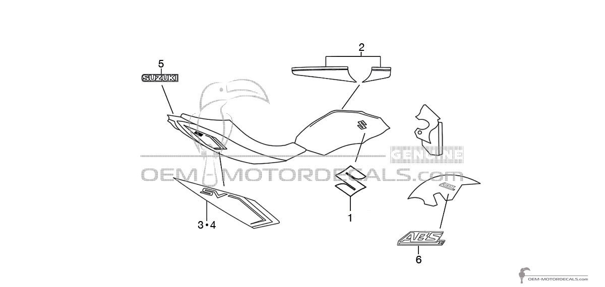 Decals for Suzuki SV650 2017 - White • Suzuki OEM Decals Decals for Suzuki SV650 2017 - White • Suzuki OEM Decals