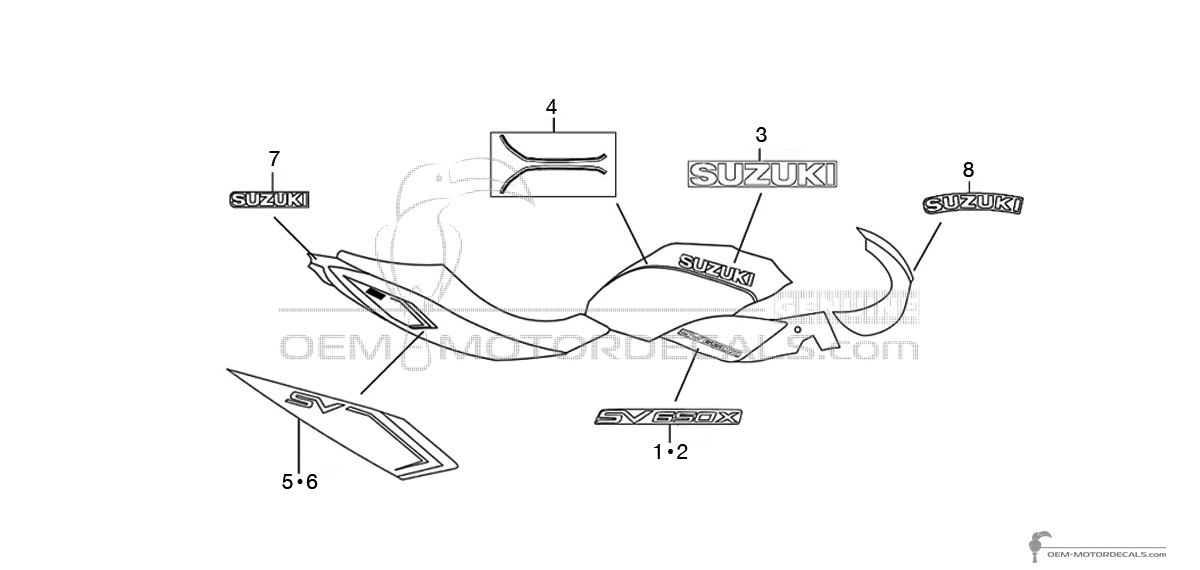 Autocollants pour Suzuki SV650X 2018 - Gris • Suzuki Autocollants OEM