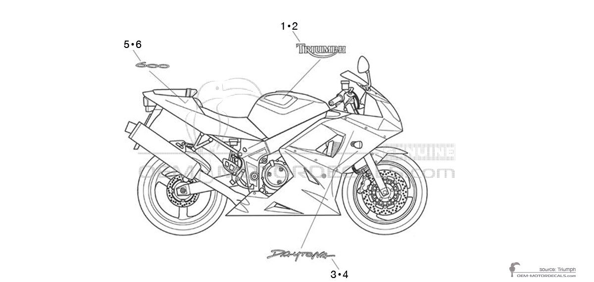 Aufkleber für Triumph DAYTONA 600 2002 - Gelb • Triumph OEM-Aufkleber