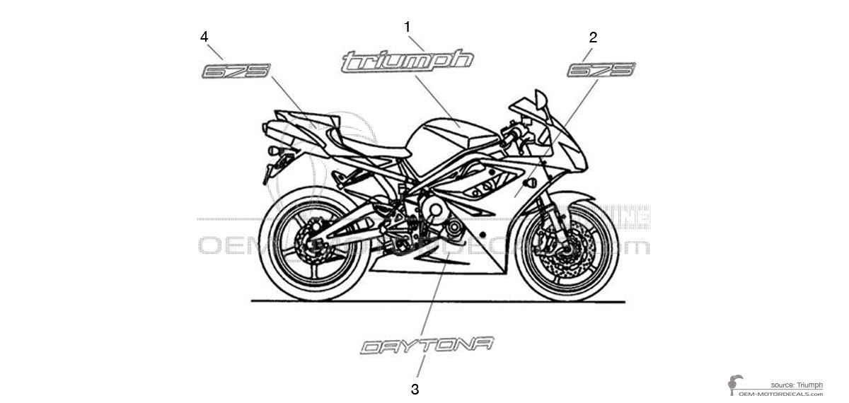 Stickers voor Triumph DAYTONA 675 2012 - Rood • Triumph OEM Stickers Stickers voor Triumph DAYTONA 675 2012 - Rood • Triumph OEM Stickers