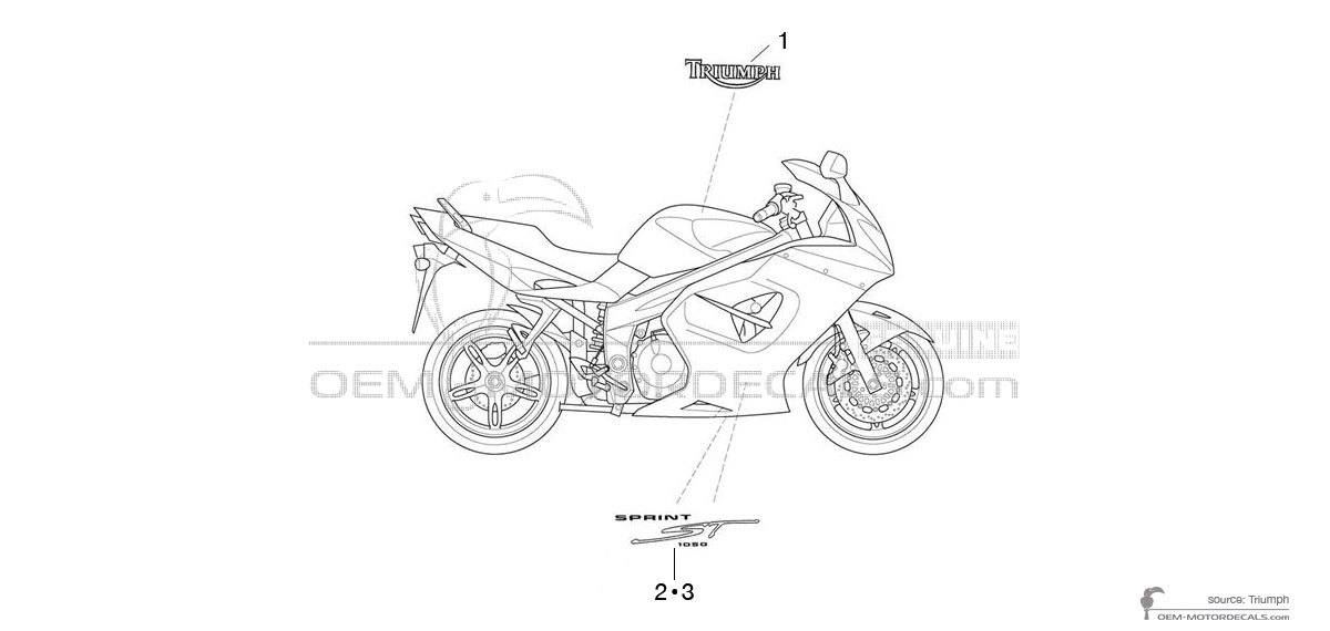Decals for Triumph SPRINT ST 1050i 2005 - Blue • Triumph OEM Decals