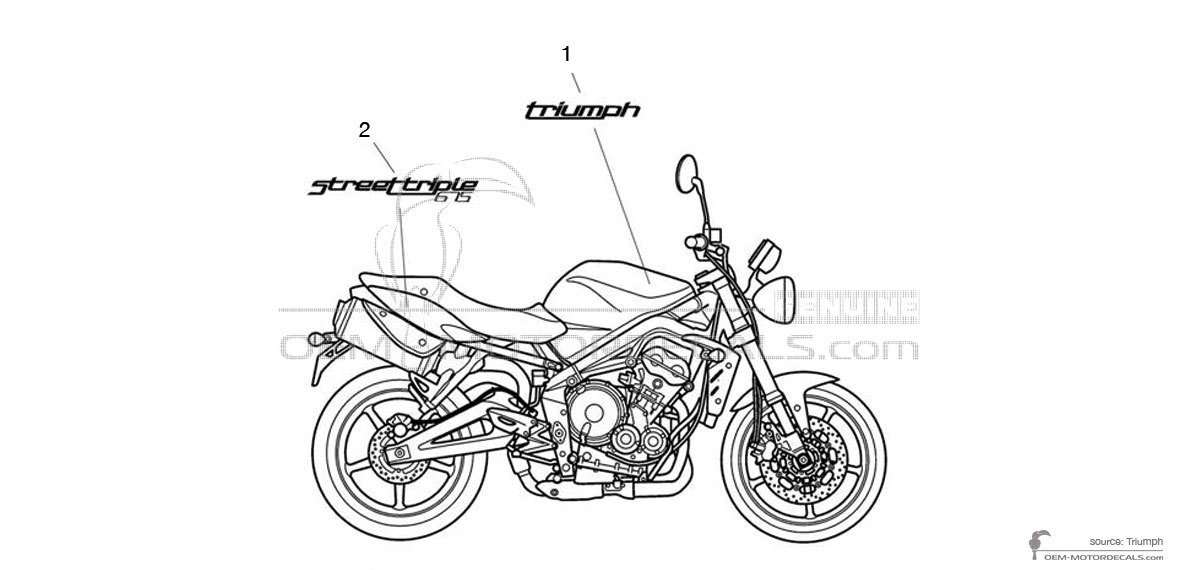 Decals for Triumph STREET TRIPLE 675 2012 - Black • Triumph OEM Decals