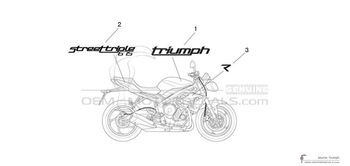 Decals for Triumph STREET TRIPLE 675 R 2015 - White • Triumph OEM Decals