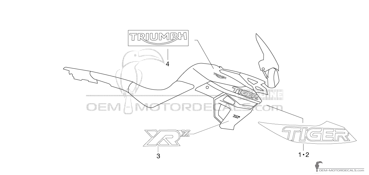 Autocollants pour Triumph TIGER 800XRx 2018 - Blanc • Triumph Autocollants OEM