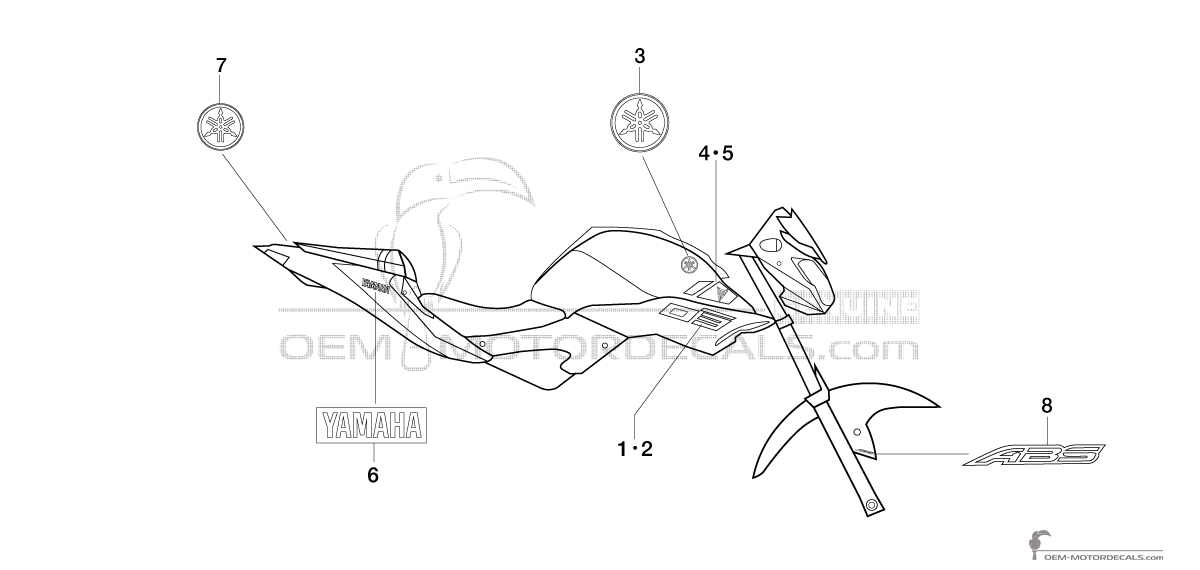 Adesivi per Yamaha MT03 2016 - Nero • Yamaha Adesivi OEM