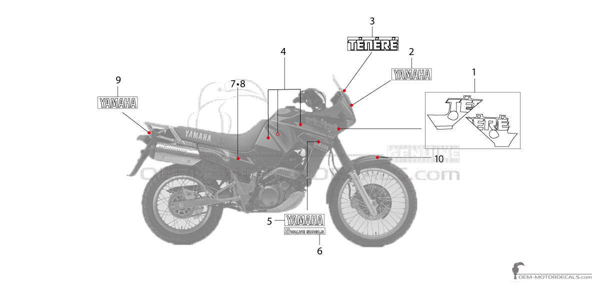 Aufkleber für Yamaha XTZ660 TENERE 1993 - Blau • Yamaha OEM-Aufkleber Aufkleber für Yamaha XTZ660 TENERE 1993 - Blau • Yamaha OEM-Aufkleber