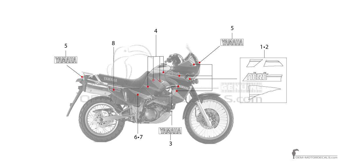 Aufkleber für Yamaha XTZ660 TENERE 1994 - Blau • Yamaha OEM-Aufkleber