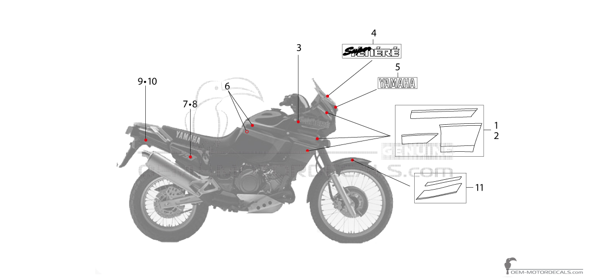 Decals for Yamaha XTZ750 Super Tenere 1991 - Black • Yamaha OEM Decals