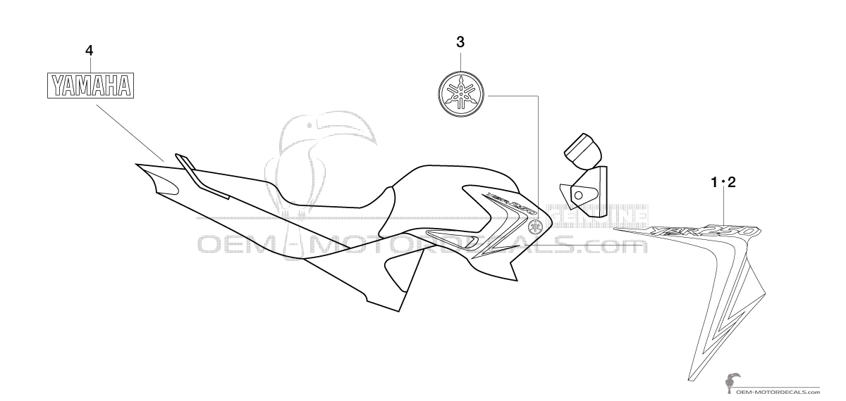 Stickers voor Yamaha YBR250 2007 - Zwart • Yamaha OEM Stickers