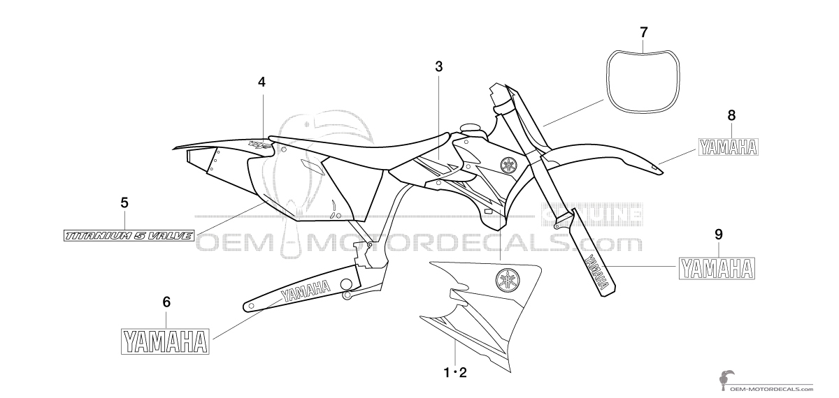 Decals for Yamaha YZ450F 2003 - Blue • Yamaha OEM Decals