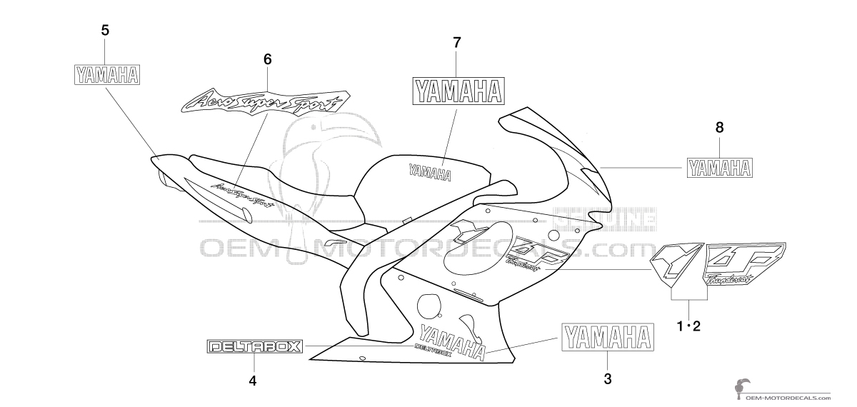 Aufkleber für Yamaha YZF600R THUNDERCAT 2001 - Blau • Yamaha OEM-Aufkleber