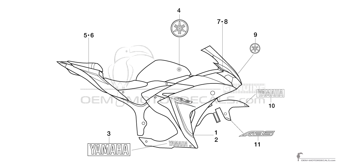 Naklejki do Yamaha YZF R3 2016 - Szary • Yamaha Naklejki OEM