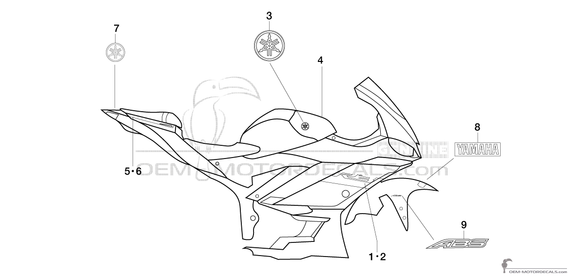 Stickers voor Yamaha YZF R3 2020 - Blauw • Yamaha OEM Stickers Stickers voor Yamaha YZF R3 2020 - Blauw • Yamaha OEM Stickers