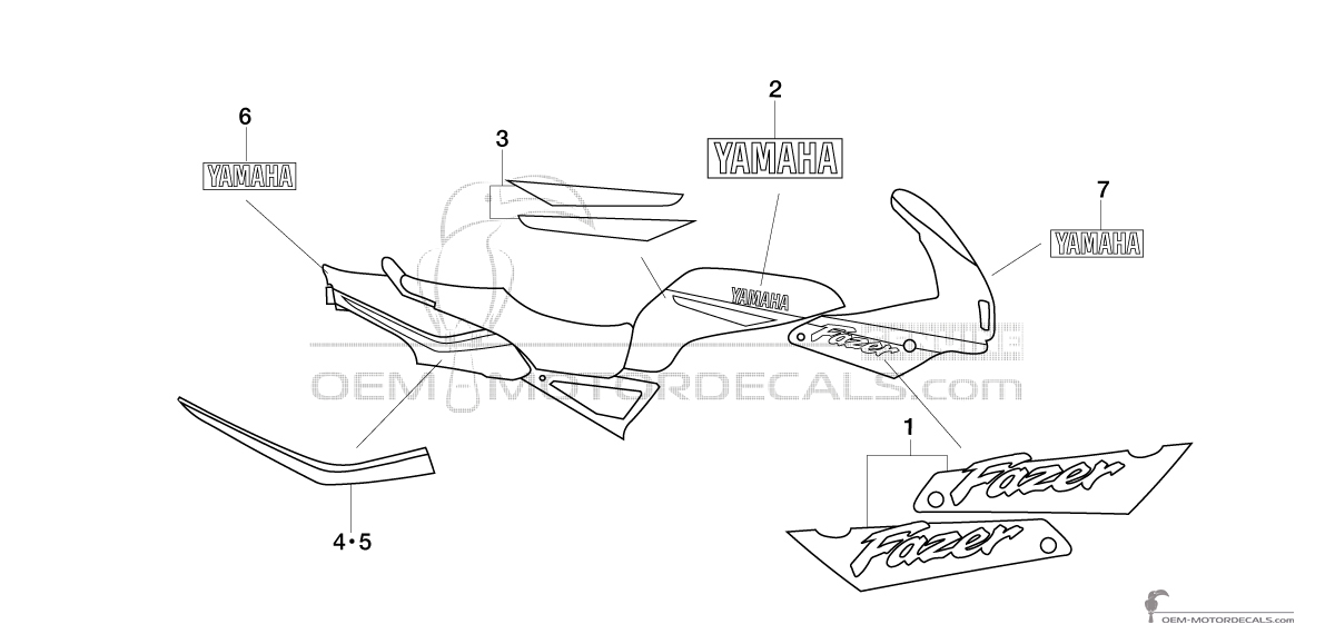 Decals for Yamaha FZS600 FAZER 2000 - Red • Yamaha OEM Decals