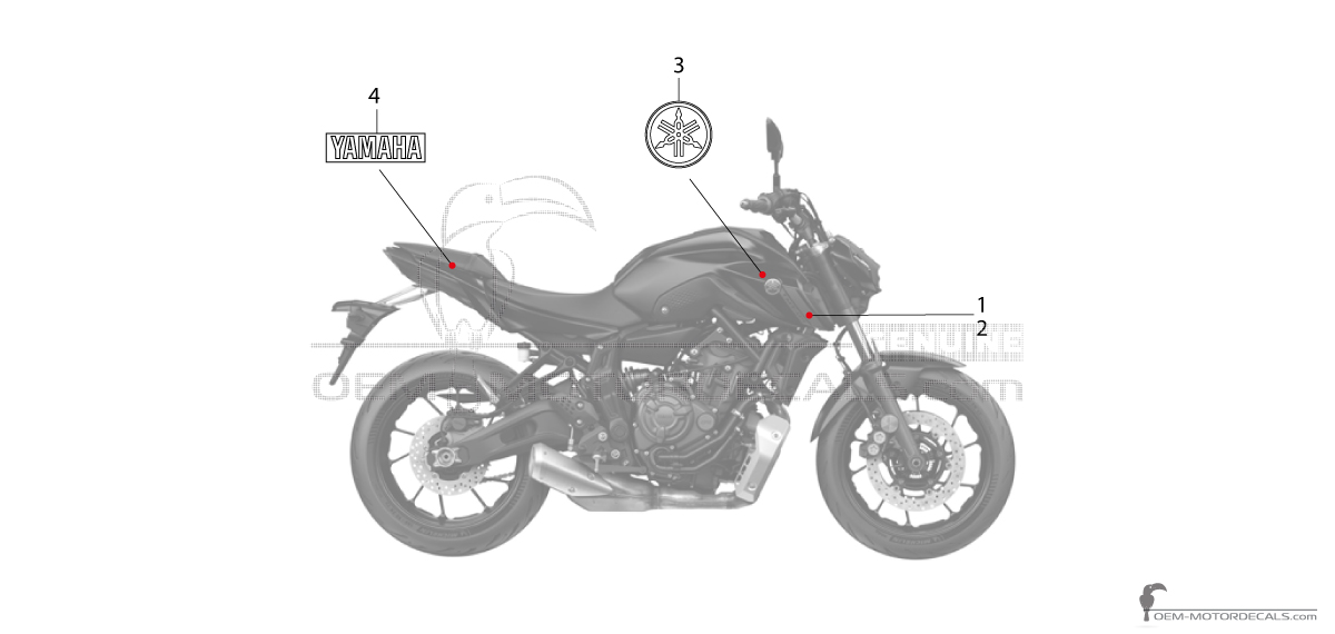 Adesivi per Yamaha MT07 2021 - Grigio scuro • Yamaha Adesivi OEM Adesivi per Yamaha MT07 2021 - Grigio scuro • Yamaha Adesivi OEM