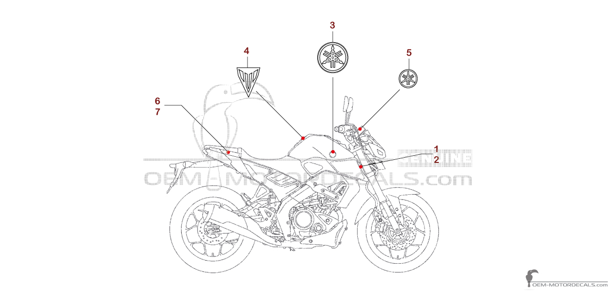 Pegatinas para Yamaha MT125 2020 - Gris • Yamaha Pegatinas OEM