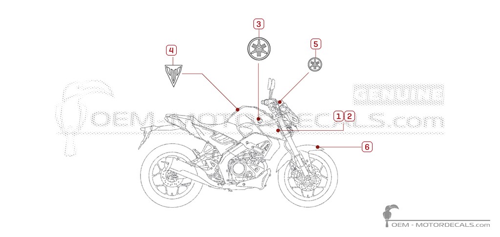 Autocollants pour Yamaha MT-125 2026 • Yamaha Autocollants OEM Autocollants pour Yamaha MT-125 2026 • Yamaha Autocollants OEM