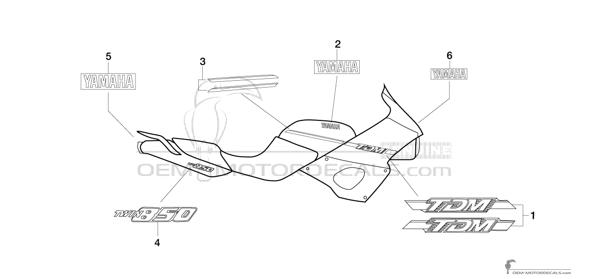 Stickers voor Yamaha TDM850 1991 - Rood • Yamaha OEM Stickers