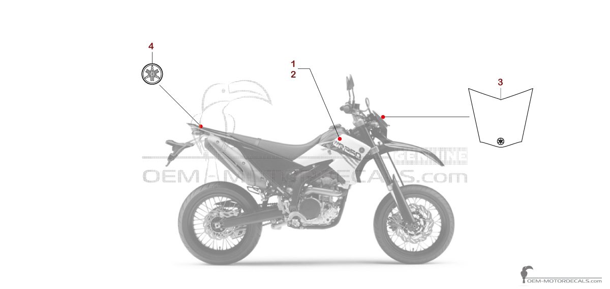 Stickers voor Yamaha WR250X 2014 - Wit • Yamaha OEM Stickers