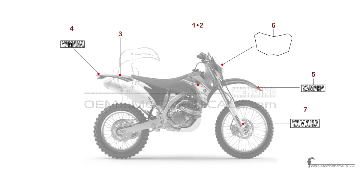 Pegatinas para Yamaha WR450F 2007 - Azul • Yamaha Pegatinas OEM
