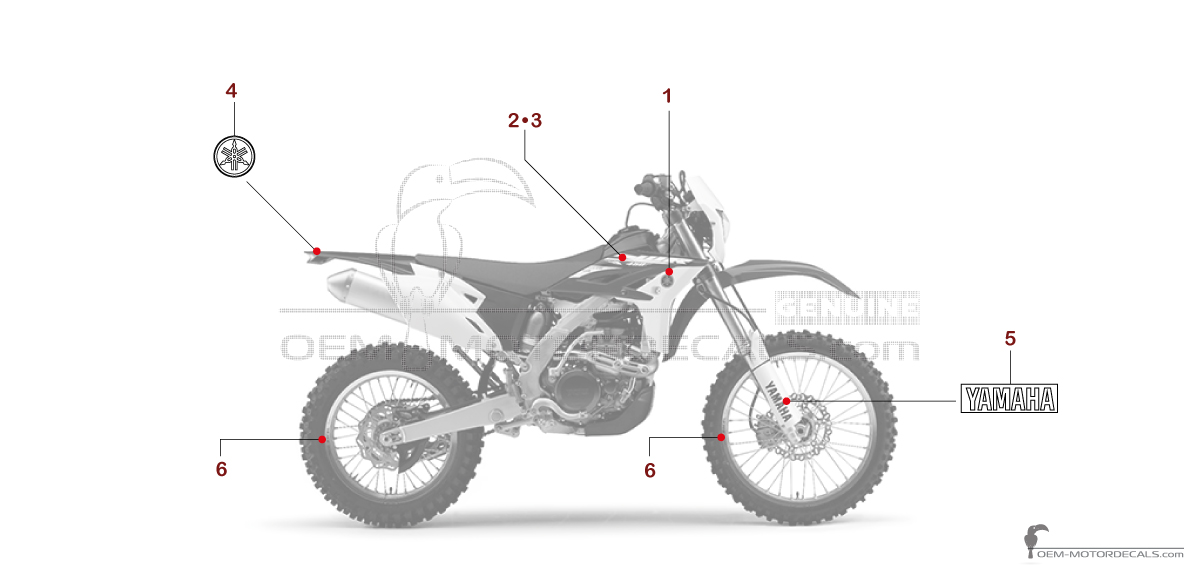 Autocollants pour Yamaha WR450F 2015 - Bleu • Yamaha Autocollants OEM