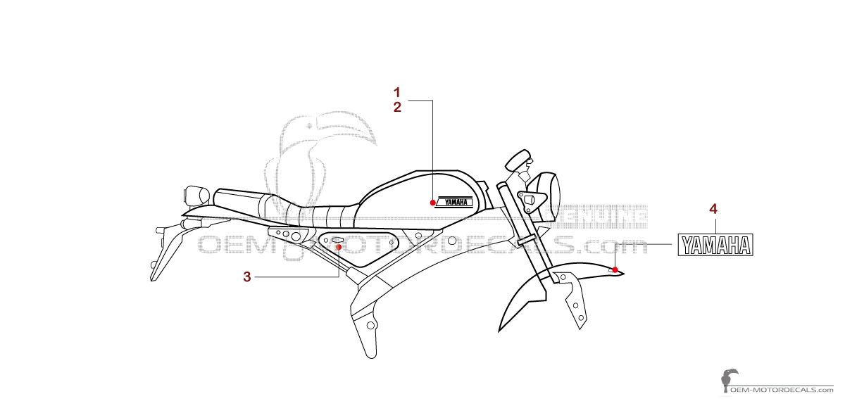 Adesivi per Yamaha XSR125 2025 - Grigio • Yamaha Adesivi OEM