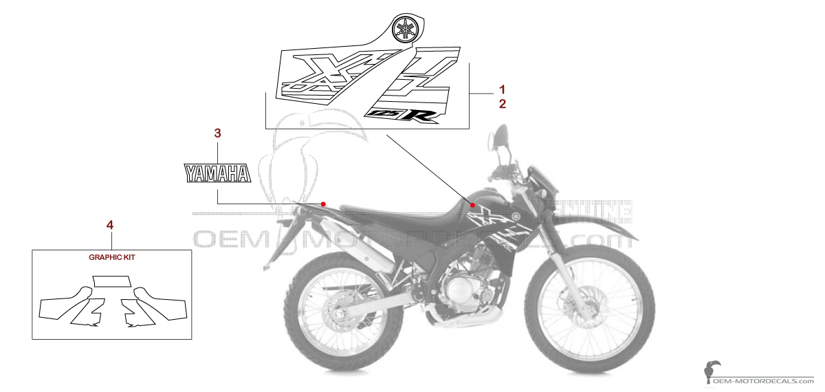 Aufkleber für Yamaha XT125R 2005 - Schwarz • Yamaha OEM-Aufkleber Aufkleber für Yamaha XT125R 2005 - Schwarz • Yamaha OEM-Aufkleber