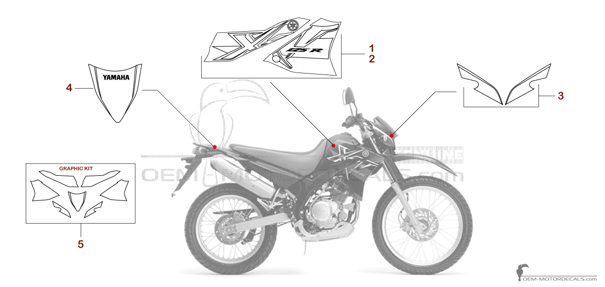 Aufkleber für Yamaha XT125R 2007 - Schwarz • Yamaha OEM-Aufkleber Aufkleber für Yamaha XT125R 2007 - Schwarz • Yamaha OEM-Aufkleber