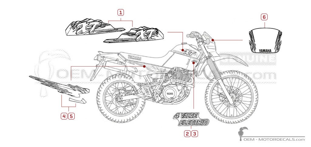 Stickers voor Yamaha XT600 1994 • Yamaha OEM Stickers Stickers voor Yamaha XT600 1994 • Yamaha OEM Stickers