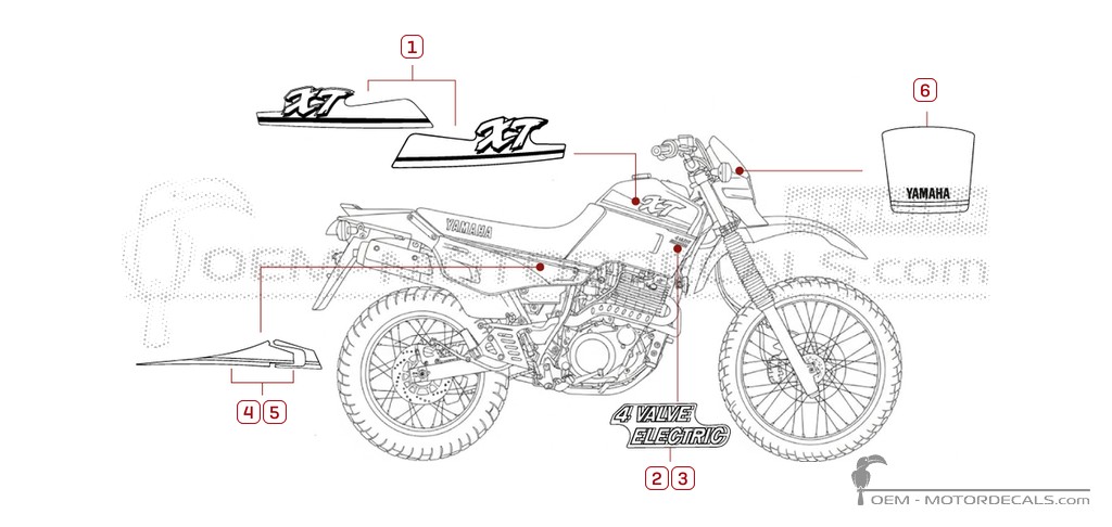 Stickers voor Yamaha XT600 1994 • Yamaha OEM Stickers Stickers voor Yamaha XT600 1994 • Yamaha OEM Stickers
