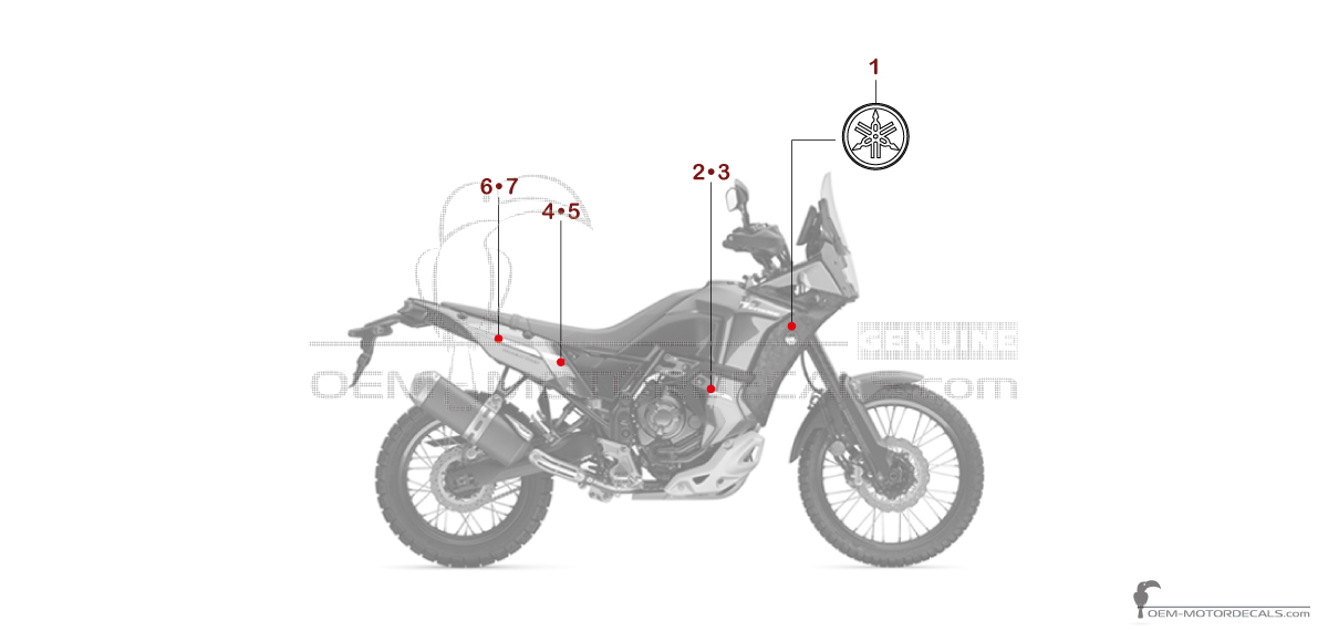 Decals for Yamaha XTZ690 | TENERE 700 2024 World Raid - Blue • Yamaha OEM Decals