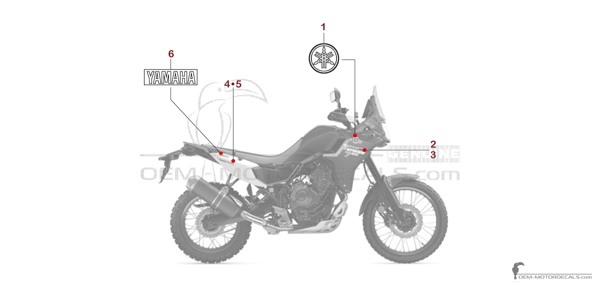 Decals for Yamaha XTZ690 | TENERE 700 2025 - Titanium • Yamaha OEM Decals