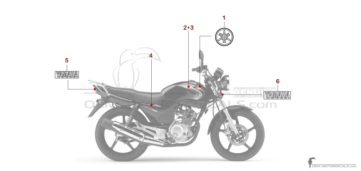 Stickers voor Yamaha YBR125 2007 - Zwart • Yamaha OEM Stickers