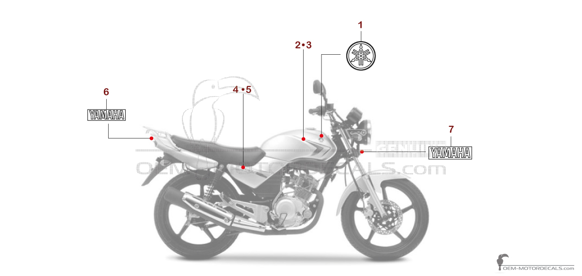 Pegatinas para Yamaha YBR125 2009 - Gris • Yamaha Pegatinas OEM
