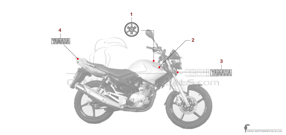 Aufkleber für Yamaha YBR125 2010 - Grau • Yamaha OEM-Aufkleber Aufkleber für Yamaha YBR125 2010 - Grau • Yamaha OEM-Aufkleber