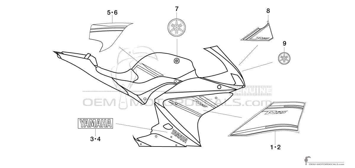 Aufkleber für Yamaha YZF R125 2009 - Rot • Yamaha OEM-Aufkleber
