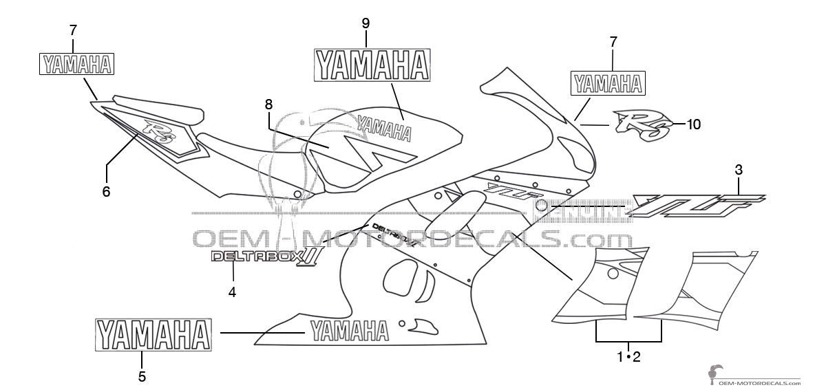 Decals for Yamaha YZF R6 2001 - Red • Yamaha OEM Decals