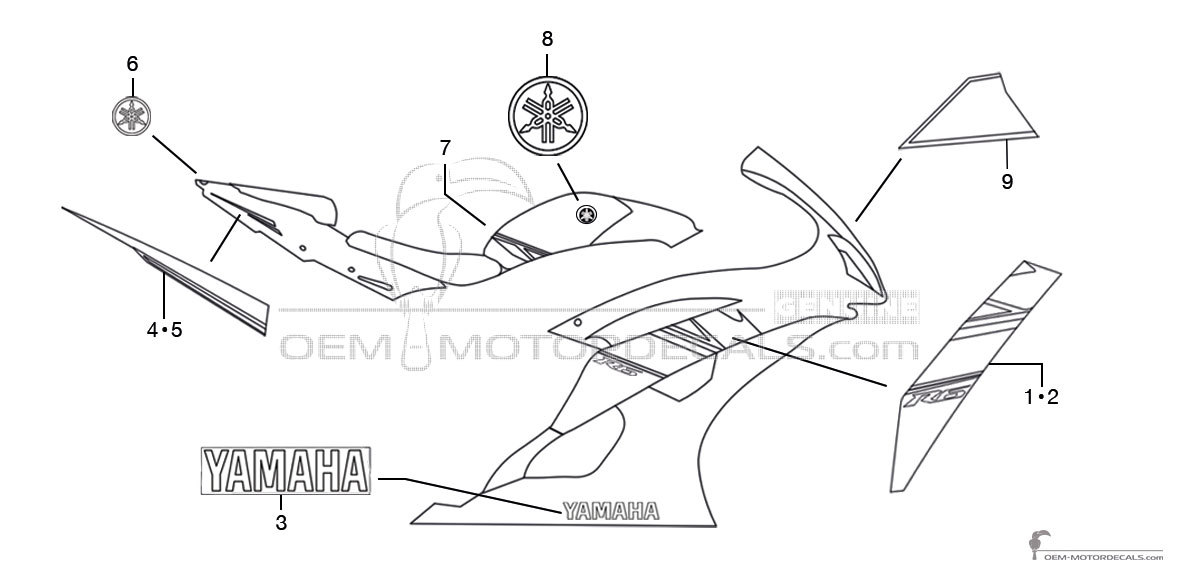 Decals for Yamaha YZF R6 2008 - Blue • Yamaha OEM Decals Decals for Yamaha YZF R6 2008 - Blue • Yamaha OEM Decals